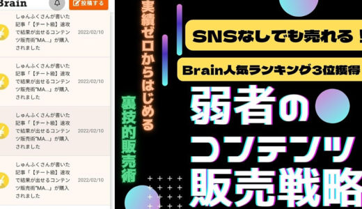 【SNS不使用！】弱者のBrain販売戦略