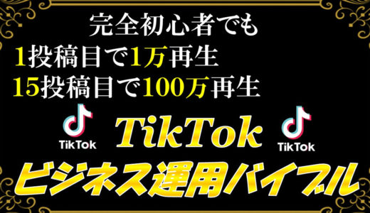 【ビジネスTikTok/後発組】1投稿目で1万再生、15投稿目で100万再生回したTikTok裏戦略