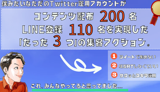 【僕みたいなただのTwitter運用アカウントが、コンテンツ配布200名&LINE登録110名を実現した「たった3つ」の集客アクション。】これ、みんなやってると思ってました…