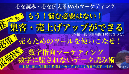 【売って売りまくるWebマーケティング基礎知識と施策】【売れるためのツールの使い方】【最強の特典：マーケティングデータと数字を操る方法】