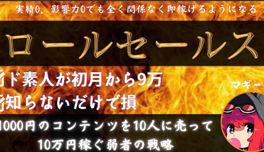 実績０のど素人でも初月から9万稼げた  ロールセールス術