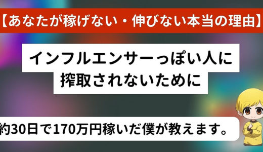 あなたが稼げない本当の理由【エセインフルエンサーに搾取される人たちへ】