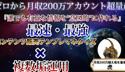 【初月２０万安定高単価戦略】1年で月収２００万越えアカウントを４つ作った虎の【テンプレ複垢マネタイズ】