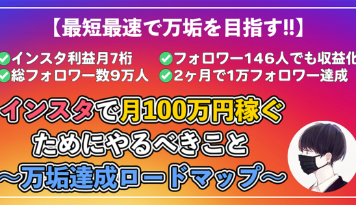 【最短最速で万垢を目指す!!】インスタで月100万円稼ぐためにやるべきこと〜インスタ万垢ロードマップ〜