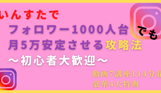 インスタ1000人台でも月5万安定させる攻略法〜初心者大歓迎〜