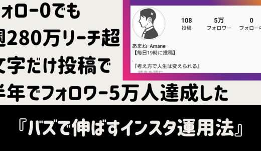 【インスタ攻略】SNS運用未経験の僕が文字だけの投稿で一人もフォローせず半年で5万フォロワー達成したバズで伸ばすインスタ運用法