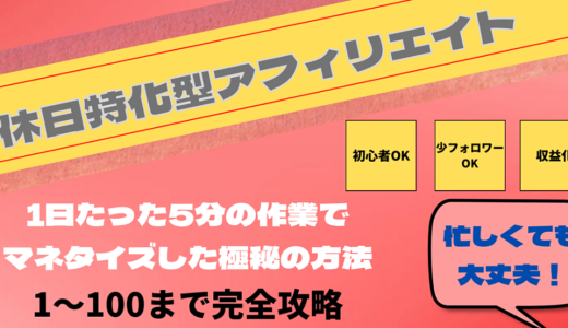 忙しくてもOK！前代未聞の休日アフィリエイト　継続して稼ぐ方法を完全テンプレート化で伝授