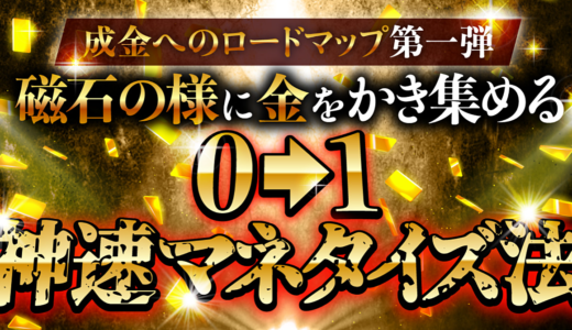 【成金へのロードマップ第一弾】磁石の様に金をかき集める0→1神速マネタイズ法