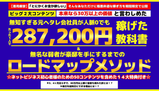 【29800円➔980円】無知すぎる元ヘタレ会社員が、人脈0でもたった一人で287,200円稼げた教科書