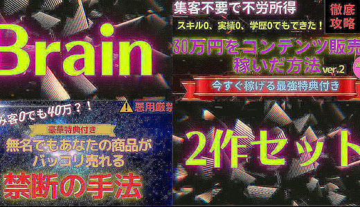 【最後の再販】ニートでもフリーターでも稼げるBrain2作セット