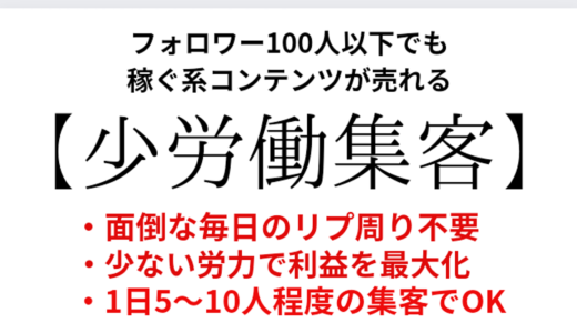 【最終19800円に値上げ】少労働集客〜100人以下のフォロワーでもOK〜