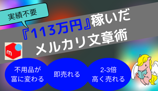 207部突破【113万稼いだメルカリ文章術】不用品を莫大な富へ変化させる極秘のライティング