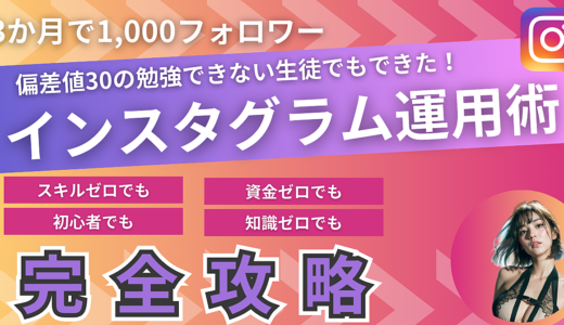 【神のInstagram運用バイブル】めんどくさがりのサラリーマンでもフォロワー0人→1000人を3ヵ月以内に獲得する必殺技！優良特典付き！