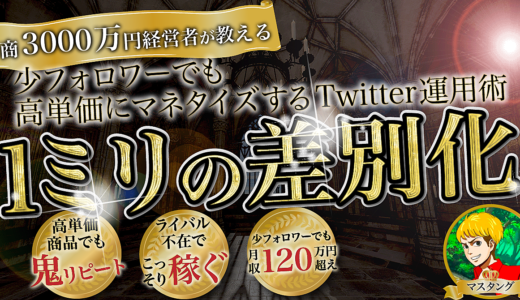 【少フォロワーでも月収120万円超え】ライバル不在でマネタイズするTwitter運用術『１ミリの差別化』