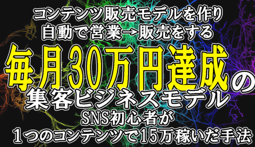 コンテンツ販売モデルを作り自動で営業→販売する！毎月30万円達成最強ビジネスモデル！