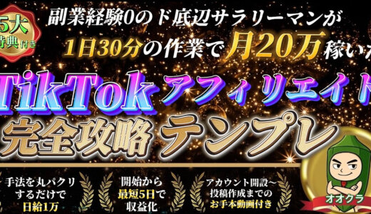 【動画のテンプレ通りに作業するだけ】1日たった30分の作業で月20万稼いだTikTokアフィリエイト完全攻略テンプレ