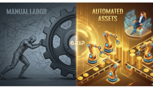 【自動化の衝撃】なぜ、あの”凡人”はAIを使って「週2時間」で月50万を稼ぎ続けるのか？｜「労働」を「資産」に変える『G.R.I.P.の法則』完全解説