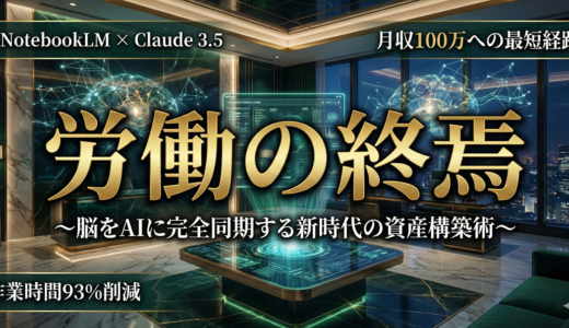 【労働の終焉】1日15分の「思考同期」で月100万を突破。最新AI「NotebookLM」×「Claude 3.5」で構築する、一生枯れない『高単価・知能資産』構築ロードマップ