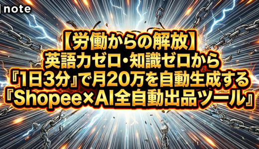 【労働からの解放】英語力ゼロ・知識ゼロから「1日3分」で月20万を自動生成する『Shopee×AI全自動出品ツール』