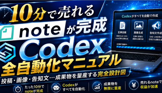 【10分で売れるnoteが完成】Codex全自動化マニュアル｜投稿・画像・告知文…成果物を量産する完全設計図